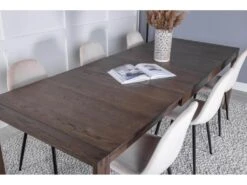 SliderOS Ensemble Table, Table Extensible Longueur Cm170 / 250 Enfumé Chêne Et 6 Polar Chaises Velours Beige. -Mobilier De Restaurant ensemble table et chaise 22193753