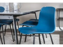 EstelleBLBL Ensemble Table, Table Noir, Marbre Et 6 Arctic Chaises Bleu, Noir. -Mobilier De Restaurant ensemble table et chaise 22194425
