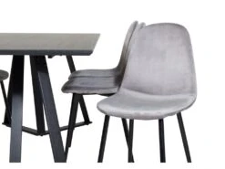 MarinaBLBL Ensemble Table, Table Noir Et 6 Polar Chaises Velours Gris. -Mobilier De Restaurant ensemble table et chaise 22195613