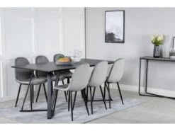 MarinaBLBL Ensemble Table, Table Noir Et 6 Polar Chaises Velours Gris. -Mobilier De Restaurant ensemble table et chaise 22195615