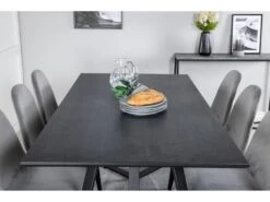 MarinaBLBL Ensemble Table, Table Noir Et 6 Polar Chaises Velours Gris. -Mobilier De Restaurant ensemble table et chaise 22195619