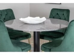 RazziaGR Ensemble Table, Table Terrazzo Gris Et 4 Velvet Deluxe Chaises Velours Vert, Laiton Décor. -Mobilier De Restaurant ensemble table et chaise 22195629