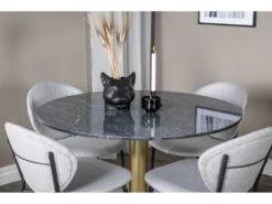 EstelleØ106BLBR Ensemble Table, Table Noir, Marbre Et 4 Vault Chaises Gris. -Mobilier De Restaurant ensemble table et chaise 22196947