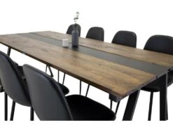 Jakarta Ensemble Table, Table Teck Et 8 Polar Chaises Similicuir PU Noir. -Mobilier De Restaurant ensemble table et chaise 22197211