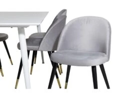 Polar180X90WHWH Ensemble Table, Table Blanc Et 6 Velvet Chaises Velours Grisclair. -Mobilier De Restaurant ensemble table et chaise 22197969