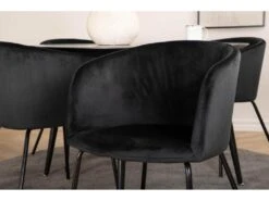 DippØ115BLBL Ensemble Table, Table Noir Et 4 Berit Chaises Velours Noir. -Mobilier De Restaurant ensemble table et chaise 22198199