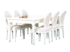 Amaretta Ensemble De Salle à Manger 100x180/280, 2 Extensions Inclues, Vieux Blanc Avec Chaises Rococo Vieux Blanc/beige.