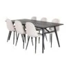 Sleek Ensemble Table, Table Extensible Longueur Cm195 / 280 Noir Et 6 Polar Chaises Velours Beige.
