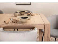 SliderWW Ensemble Table, Table Extensible Longueur Cm170 / 250 Chêne Blanc Washeded Et 6 Berit Chaises Velours Gris. -Mobilier De Restaurant ensemble table et chaise 22200569