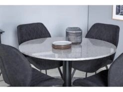 RazziaGR Ensemble Table, Table Terrazzo Gris Et 4 Gemma Chaises Noir. -Mobilier De Restaurant ensemble table et chaise 22201643