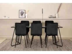 PippiBL Ensemble Table, Table Noir Et 6 Windu Lyx Chaises Velours Noir. -Mobilier De Restaurant ensemble table et chaise 22201899