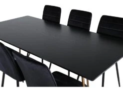 PippiCO Ensemble Table, Table Noir Et 6 Windu Lyx Chaises Velours Noir. -Mobilier De Restaurant ensemble table et chaise 22202167