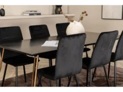 PippiCO Ensemble Table, Table Noir Et 6 Windu Lyx Chaises Velours Noir. -Mobilier De Restaurant ensemble table et chaise 22202175