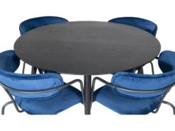 DippØ115BLBR Ensemble Table, Table Noir Et 4 Arrow Chaises Velours Bleu. -Mobilier De Restaurant ensemble table et chaise 22202367