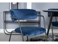 DippØ115BLBR Ensemble Table, Table Noir Et 4 Arrow Chaises Velours Bleu. -Mobilier De Restaurant ensemble table et chaise 22202371