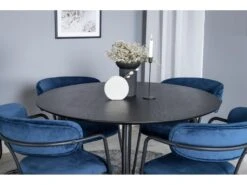 DippØ115BLBR Ensemble Table, Table Noir Et 4 Arrow Chaises Velours Bleu. -Mobilier De Restaurant ensemble table et chaise 22202373