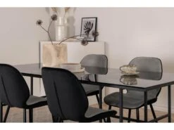 Leif Ensemble Table, Table Enfumé Verre Et 4 Emma Chaises Velours Gris,noir. -Mobilier De Restaurant ensemble table et chaise 22203659