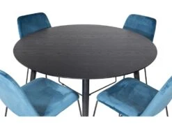DippØ115BLBL Ensemble Table, Table Noir Et 4 Muce Chaises Velours Bleu. -Mobilier De Restaurant ensemble table et chaise 22203911