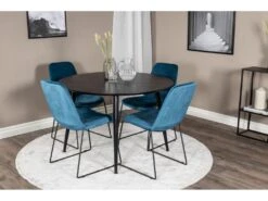 DippØ115BLBL Ensemble Table, Table Noir Et 4 Muce Chaises Velours Bleu. -Mobilier De Restaurant ensemble table et chaise 22203913
