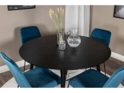 DippØ115BLBL Ensemble Table, Table Noir Et 4 Muce Chaises Velours Bleu. -Mobilier De Restaurant ensemble table et chaise 22203917