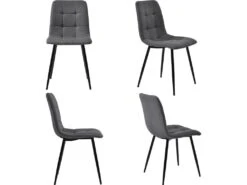 Ensemble Table Et 4 Chaises - Table Dorée 120x70cm - Structure En Métal - Chaise En Lin Gris 9 Ensemble Table Et 4 Chaises - Table Dorée 120x70cm - Structure En Métal - Chaise En Lin Gris -Mobilier De Restaurant ensemble table et chaise 22720783