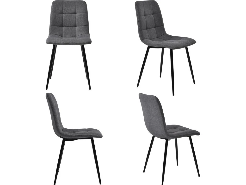 Ensemble Table Et 4 Chaises - Table Dorée 120x70cm - Structure En Métal - Chaise En Lin Gris 5 Ensemble Table Et 4 Chaises - Table Dorée 120x70cm - Structure En Métal - Chaise En Lin Gris – Image 5