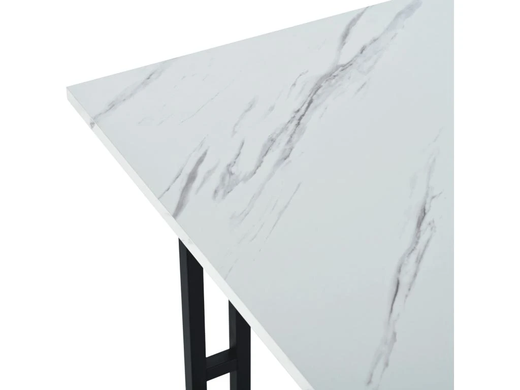 Ensemble Table Et 4 Chaises - Table Noire 140x80cm - Structure En Métal - Chaise En Lin Gris 4 Ensemble Table Et 4 Chaises - Table Noire 140x80cm - Structure En Métal - Chaise En Lin Gris – Image 4