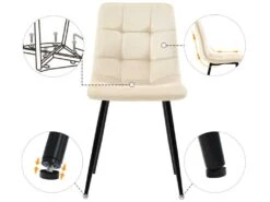 Ensemble Table Et 4 Chaises - Table Dorée 117x68cm - Structure En Métal - Chaise En Velours Beige -Mobilier De Restaurant ensemble table et chaise 22720851