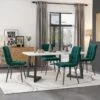 Ensemble Table Et 4 Chaises - Table Noire 117x68cm - Structure En Métal - Chaise En Velours Vert
