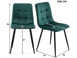 Ensemble Table Et 4 Chaises - Table Noire 117x68cm - Structure En Métal - Chaise En Velours Vert -Mobilier De Restaurant ensemble table et chaise 22720961