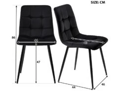 Ensemble Table Et 4 Chaises - Table Noire 117x68cm - Structure En Métal - Chaise En Velours Noir -Mobilier De Restaurant ensemble table et chaise 22745423