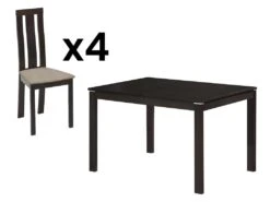 Ensemble Table + 4 Chaises - Hêtre Massif - Wengé - DOMINGO -Mobilier De Restaurant ensemble table et chaise 569643