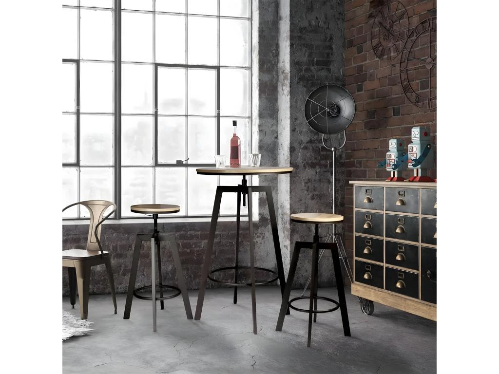 STARK - Ensemble Table Mange-Debout Et 2 Tabourets Réglables 2 STARK - Ensemble Table Mange-Debout Et 2 Tabourets Réglables – Image 2