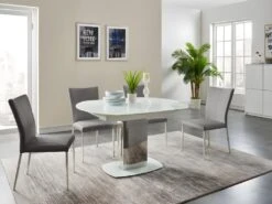 Ensemble Table + 4 Chaises TALICIA - Blanc Et Anthracite -Mobilier De Restaurant ensemble tables chaises 301291