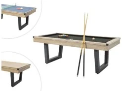 Table Transformable - Billard & Ping-pong - Coloris Naturel Clair Et Noir - L213,4 X P111,8 X H78,5 Cm - MELIAN -Mobilier De Restaurant jeux interieur 16724827