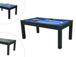 Table Transformable Noire - Billard & Ping-pong - L182 X L102 X H80 Cm - SOUSA -Mobilier De Restaurant jeux interieur 506133
