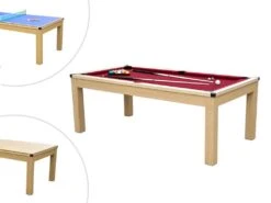 Table Transformable - Billard & Ping-pong BALTHAZAR - 213*112*81.5cm - Rouge -Mobilier De Restaurant jeux interieur 506191