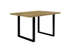 Table De Repas L140 Cm Plateau Chêne Pieds Luge Métal Noir - CORSE 02