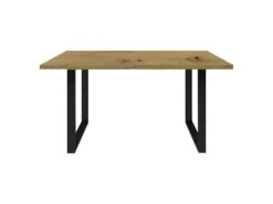 Table De Repas L140 Cm Plateau Chêne Pieds Luge Métal Noir - CORSE 02 -Mobilier De Restaurant table a manger 10031171