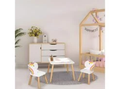 UNICORN - Ensemble Table Et 2 Chaises Enfant Motif Licorne -Mobilier De Restaurant table a manger 10031851