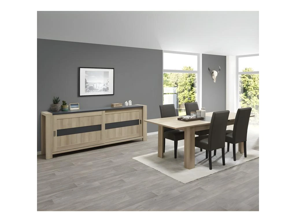 IRIS - Table Rectangulaire Allongeable Imitation Bois 2 IRIS - Table Rectangulaire Allongeable Imitation Bois – Image 2