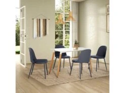 Table à Manger Aroa Blanche, Pieds En Bois De Hêtre, 120x60 Cm -Mobilier De Restaurant table a manger 10032257