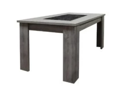 RYKI - Table Repas Rectangulaire 160cm Effet Bois Grisé