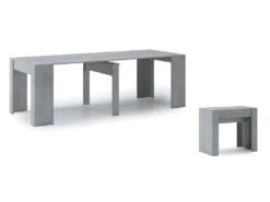 Table Console Extensible Jusqu'a 237 Cm, Couleur CIMENT, Dimensions Fermee : 90x50x78cm