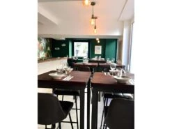 NEVADA - Mange Debout 70 Cm Acier/bois Massif Foncé -Mobilier De Restaurant table a manger 10036407