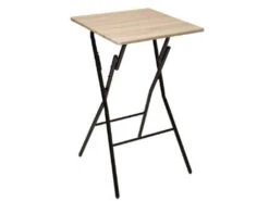 Table De Bar Pliante En Métal Coloris Naturel - L.60 X L.60 X H.103 Cm