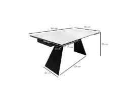 Table De Repas Extensible 160/240 Cm En Céramique Blanc - OPALE -Mobilier De Restaurant table a manger 10233709