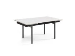 Table Extensible 160/240 Cm Céramique Blanc Marbré Pieds Droits - NEVADA 09