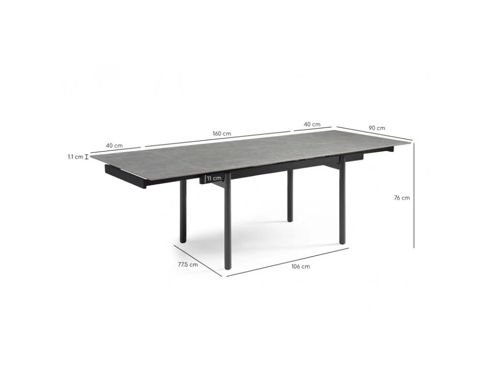 Table Extensible 160/240 Cm Céramique Gris Marbré Pieds Droits - ARIZONA 09 4 Table Extensible 160/240 Cm Céramique Gris Marbré Pieds Droits - ARIZONA 09 – Image 4