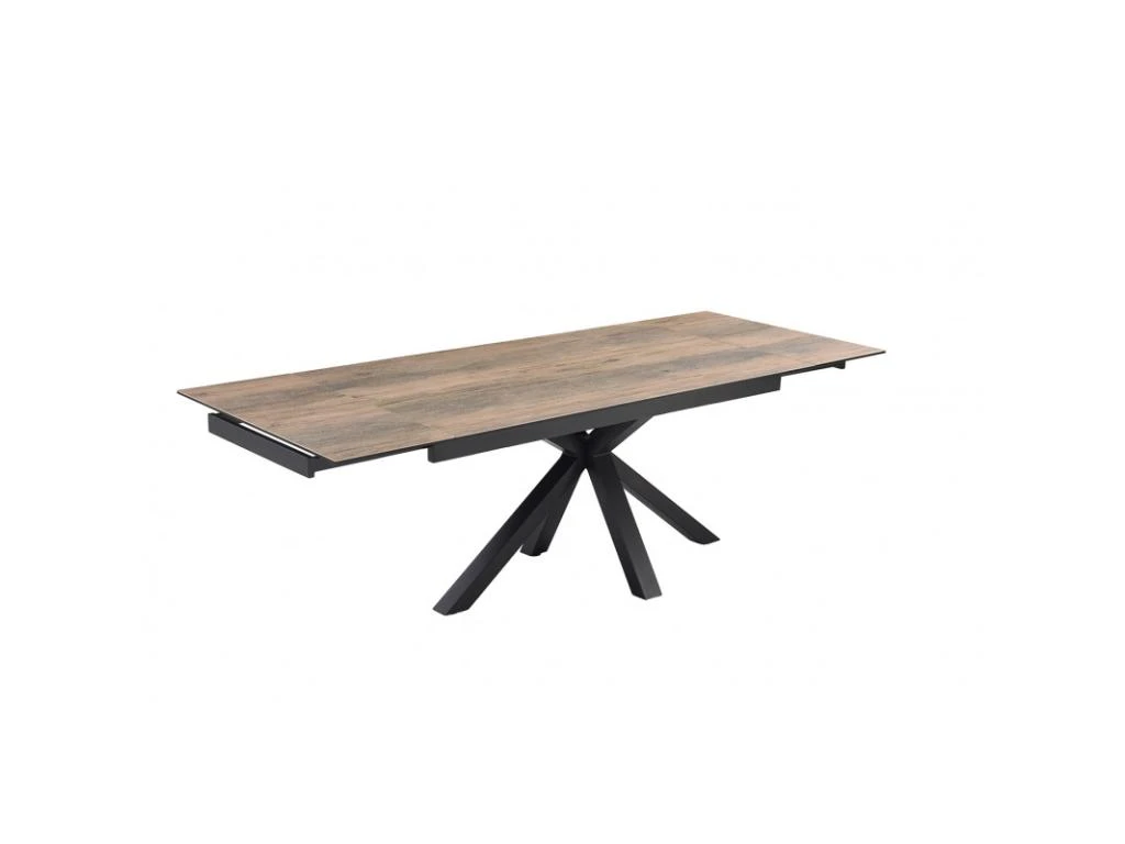 Table Extensible 160/240 Cm Céramique Effet Bois Pied Croisé - TEXAS 04 2 Table Extensible 160/240 Cm Céramique Effet Bois Pied Croisé - TEXAS 04 – Image 2